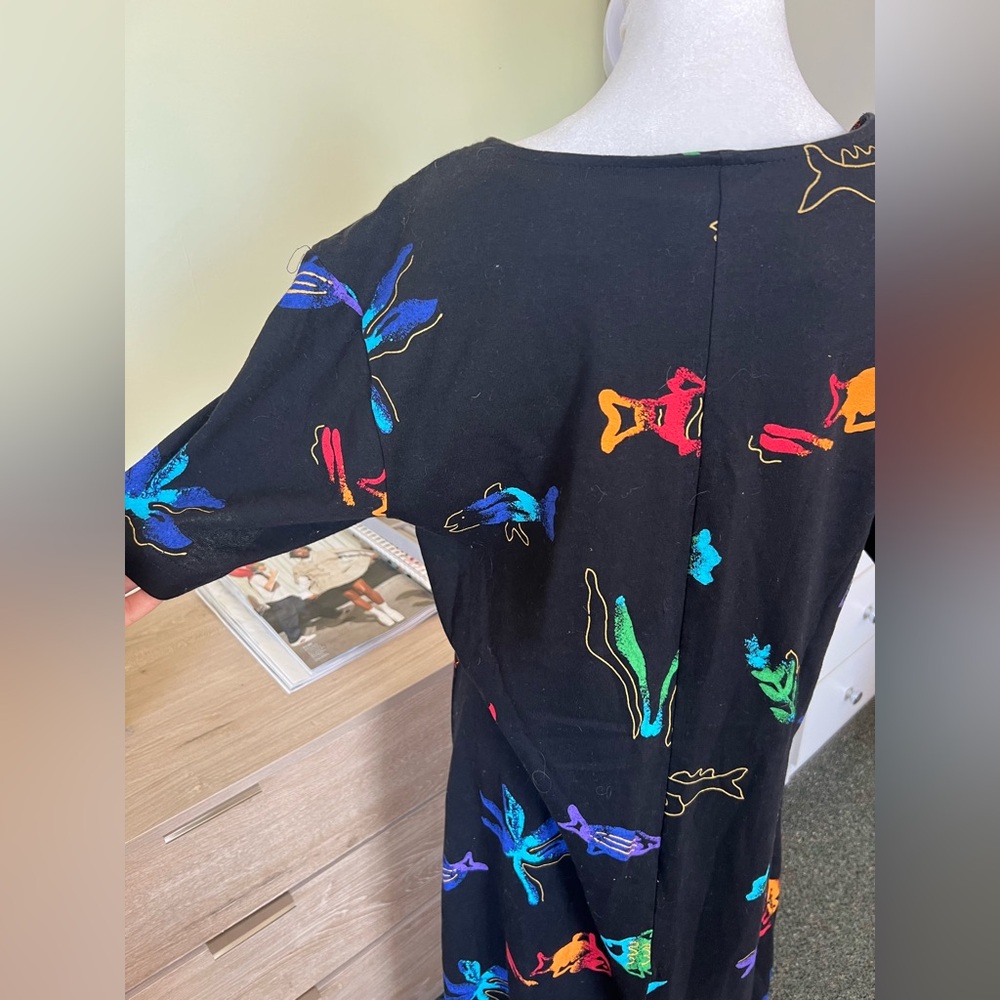 VINTAGE Copa Cabana 100% Cotton Colorful Fish Ocean Theme Relaxed Fit Dress Sz M - Picture 4 of 16
